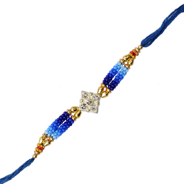 -Rich Blue Diamond Rakhi for USA  UK CANAD INDIA SINGAPORE Anywhere,Send Rakhi online,send rakhi,online send rakhi,rakhi to india,send rakhi to india,rakhi shop india