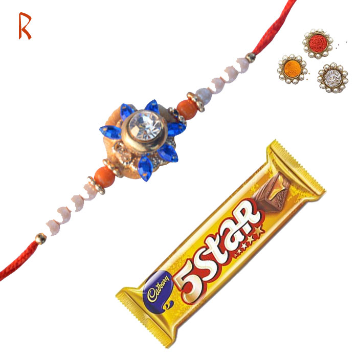 Rakhi With Chocolates-Floral Rakhi with 5 Star,Send Rakhi online,send rakhi,online send rakhi,rakhi to india,send rakhi to india,rakhi shop india