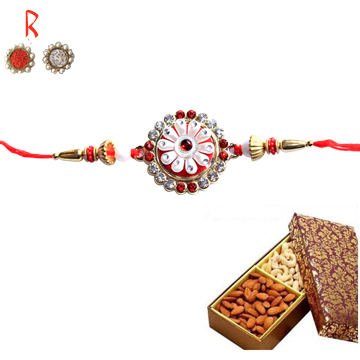 -Flower Diamond Rakhi with Dry Fruits from India,Send Rakhi online,send rakhi,online send rakhi,rakhi to india,send rakhi to india,rakhi shop india