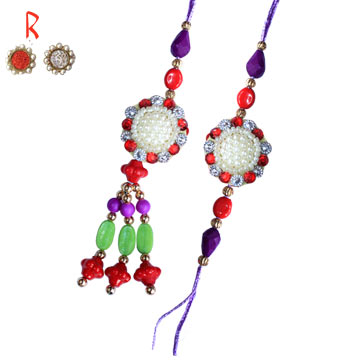 -Flower Diamond Bhaiya-Bhabhi Rakhi Pair for Austalia  India UK USA UAE  Anywhere,Send Rakhi online,send rakhi,online send rakhi,rakhi to india,send rakhi to india,rakhi shop india