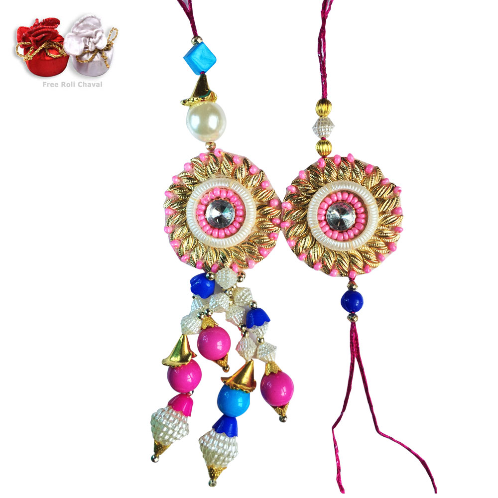 -Rich Color Flower Special Pair  for Bhaiya  Bhabhi Rakhi,Send Rakhi online,send rakhi,online send rakhi,rakhi to india,send rakhi to india,rakhi shop india