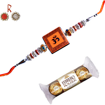 Rakhi With Chocolates-Om Rakhi with Ferroero Rocher,Send Rakhi online,send rakhi,online send rakhi,rakhi to india,send rakhi to india,rakhi shop india