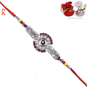 Diamond Rakhi-RICH RED FLOWER RAKHI,Send Rakhi online,send rakhi,online send rakhi,rakhi to india,send rakhi to india,rakhi shop india